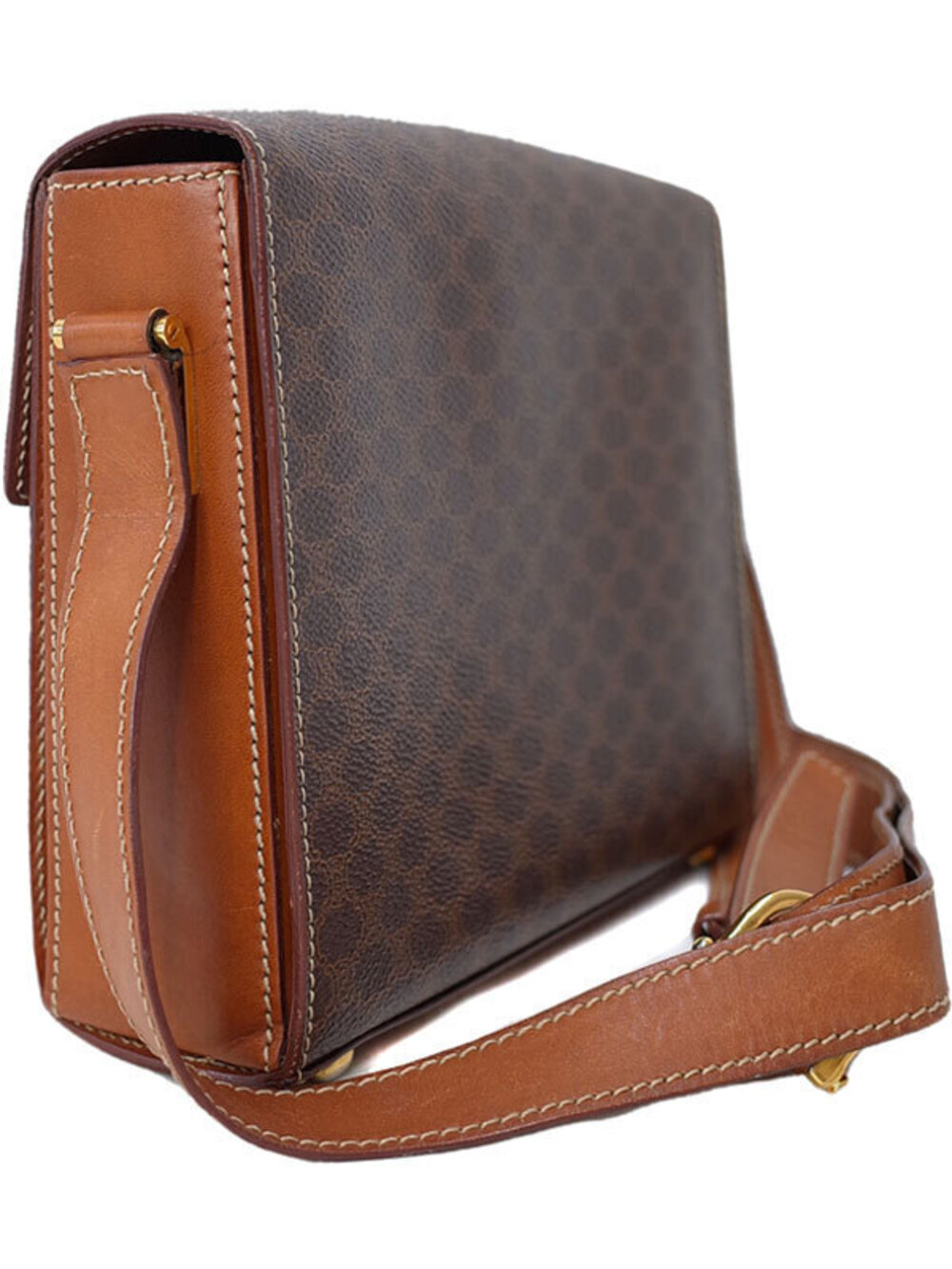 Celine Brown shoulder Leather bag Macadam canvas